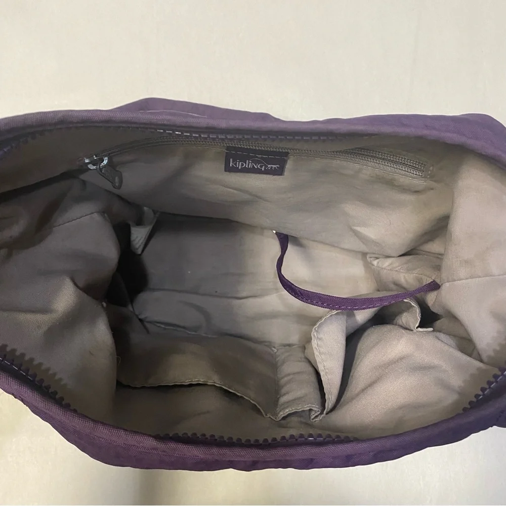 Kipling Belammie Hobo Crossbody Bag Purse Purple Gorilla Keychain
